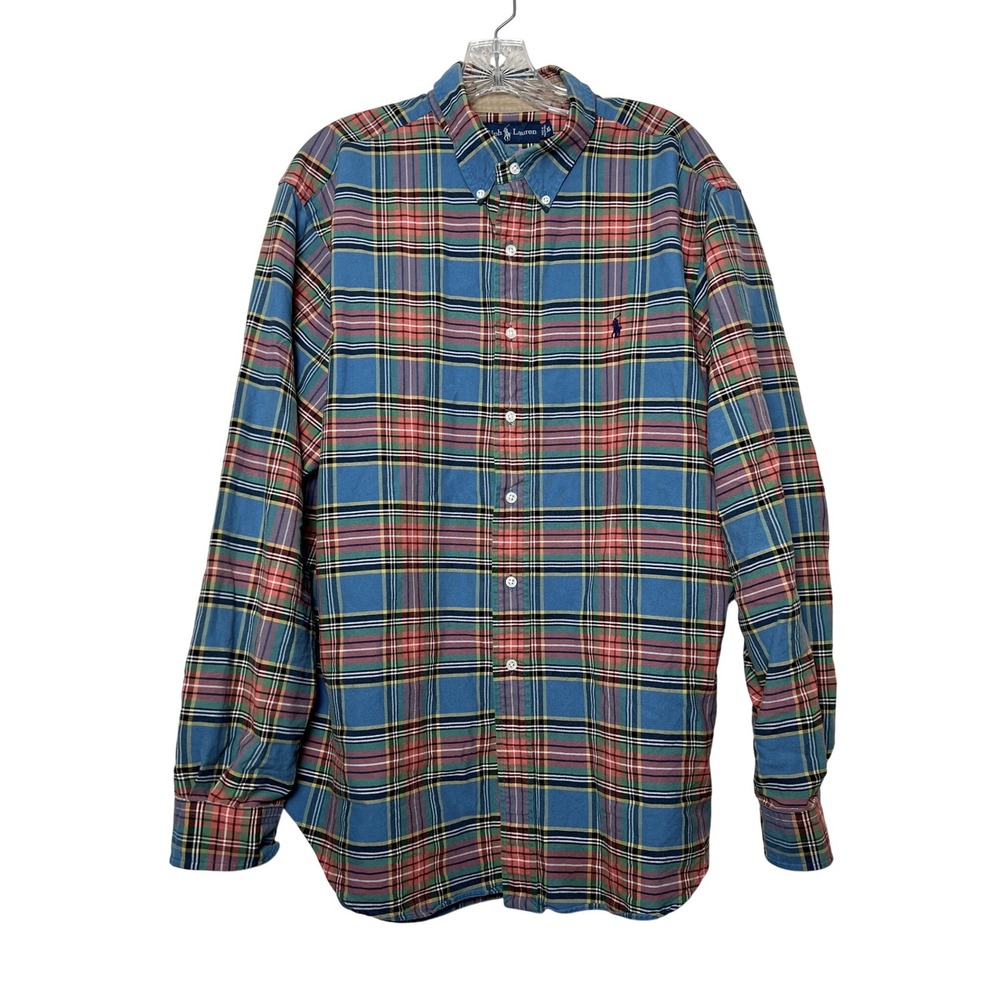 Vintage Polo Ralph Lauren Heavy Work Shirt Plaid Button Up Men's XL